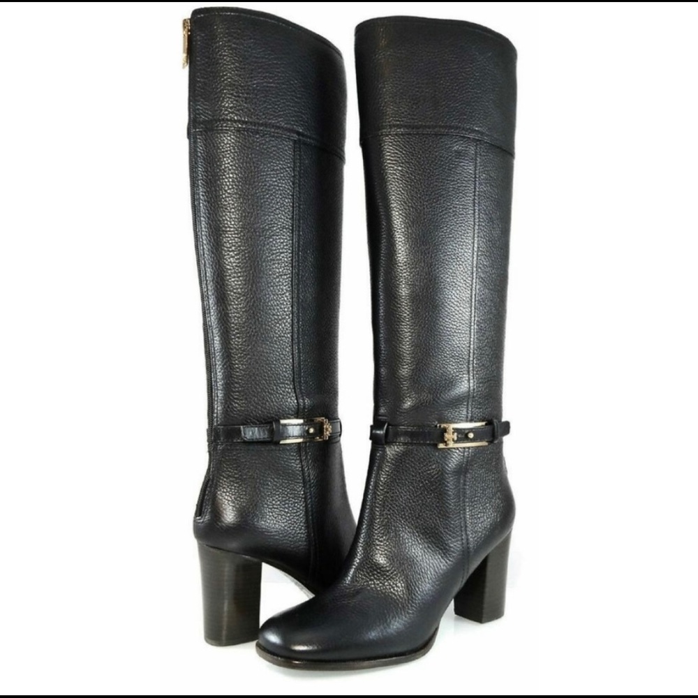 TORY BURCH Jenna Mid Heel Tall Leather Boots